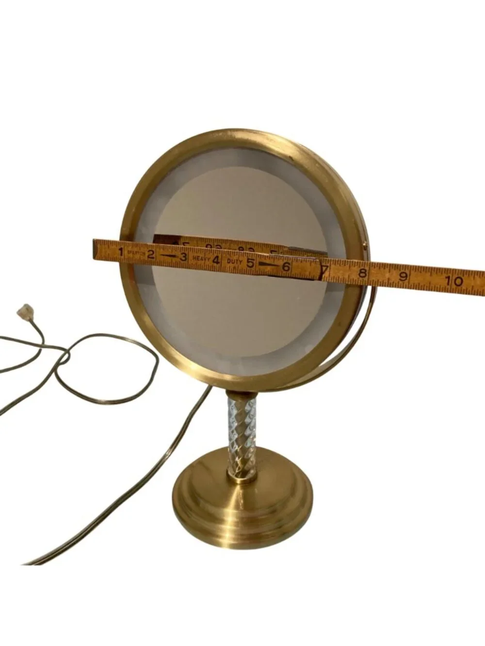 Vintage Brass Toned Lighted Tabletop Adjustable Makeup Mirror